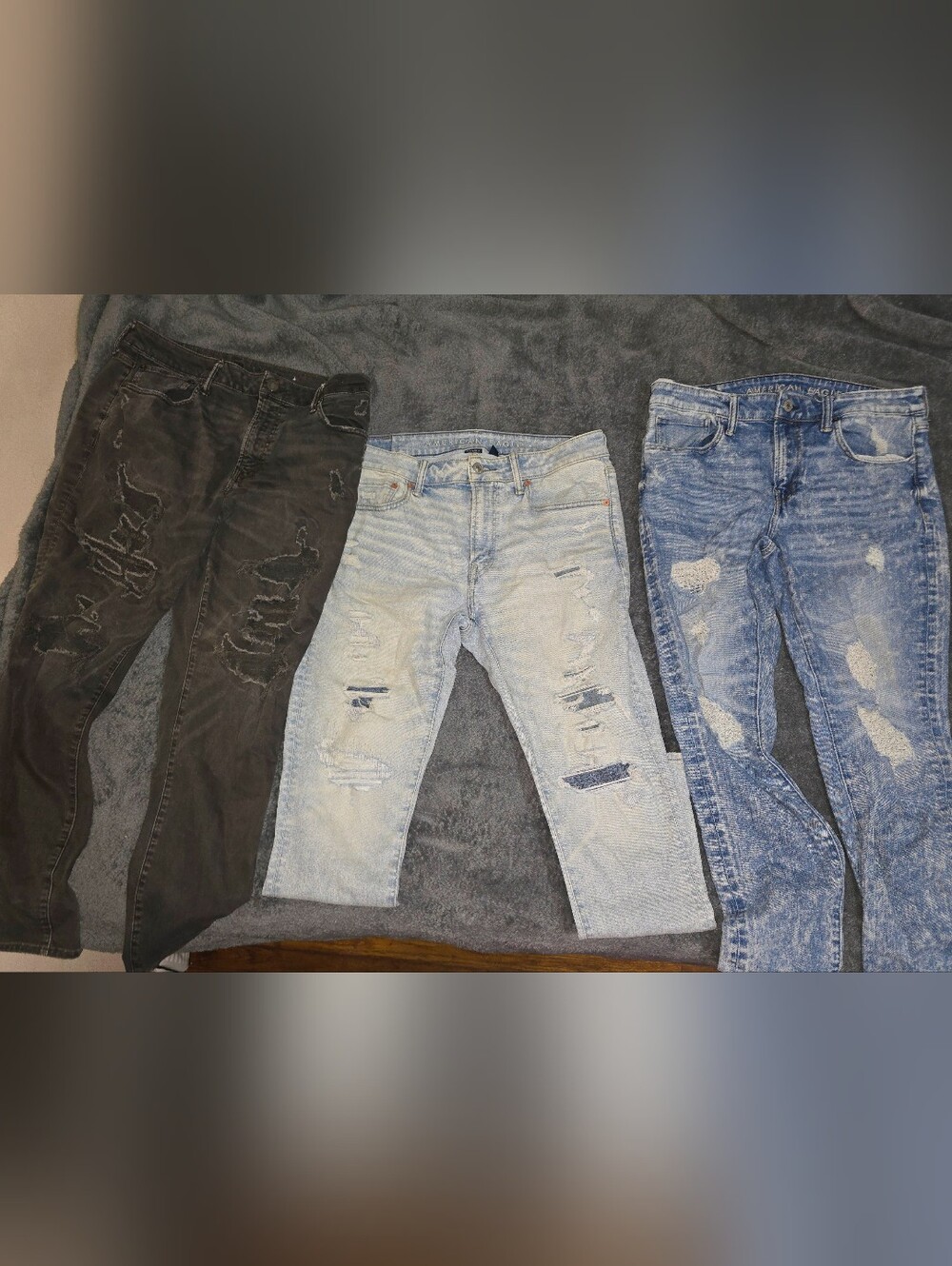 American Eagle Outfitters Light Blue Ripped Men's Jeans 3 Pair